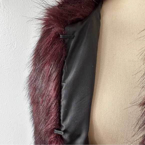 Burgundy Faux Fur Coat - Picture 5 of 6